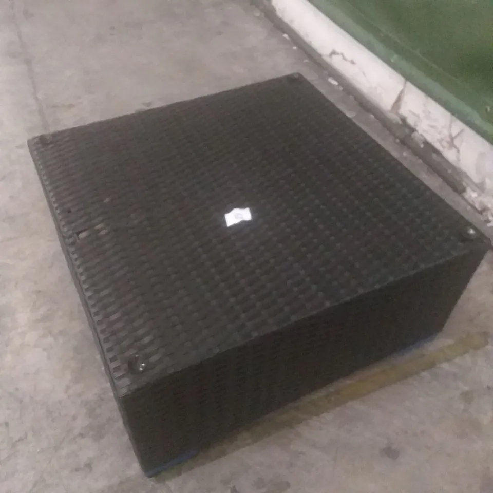 RATTAN EFFECT GARDEN COFFEE TABLE BLACK