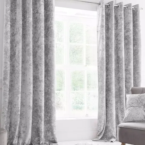 CATHERINE LANSFIELD CRUSHED VELVET CURTAINS IN SILVER COLOUR - 66X90" SILVER