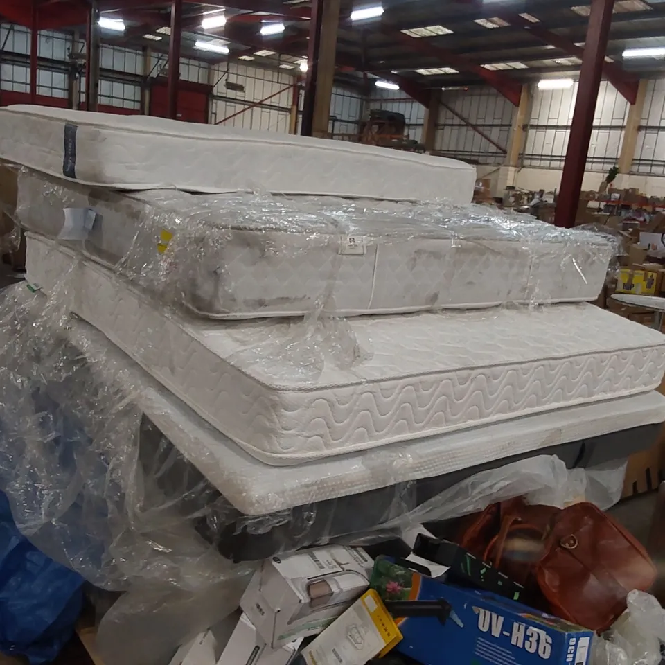 PALLET OF APPROXIMATELY 10 UNBAGGED MATTRESSES - VARIOUS SIZES, BRANDS, CONDITIONS 