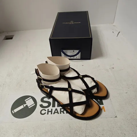 FAIRFAX & FAVOR WOMEN'S BRANCASTER SANDAL – BLACK SUEDE, UK 4 (EUR 37)