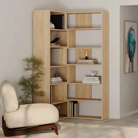 BOXED AMALDA MODERN WALL MOUNTED BOOKCASE (3 BOXES)