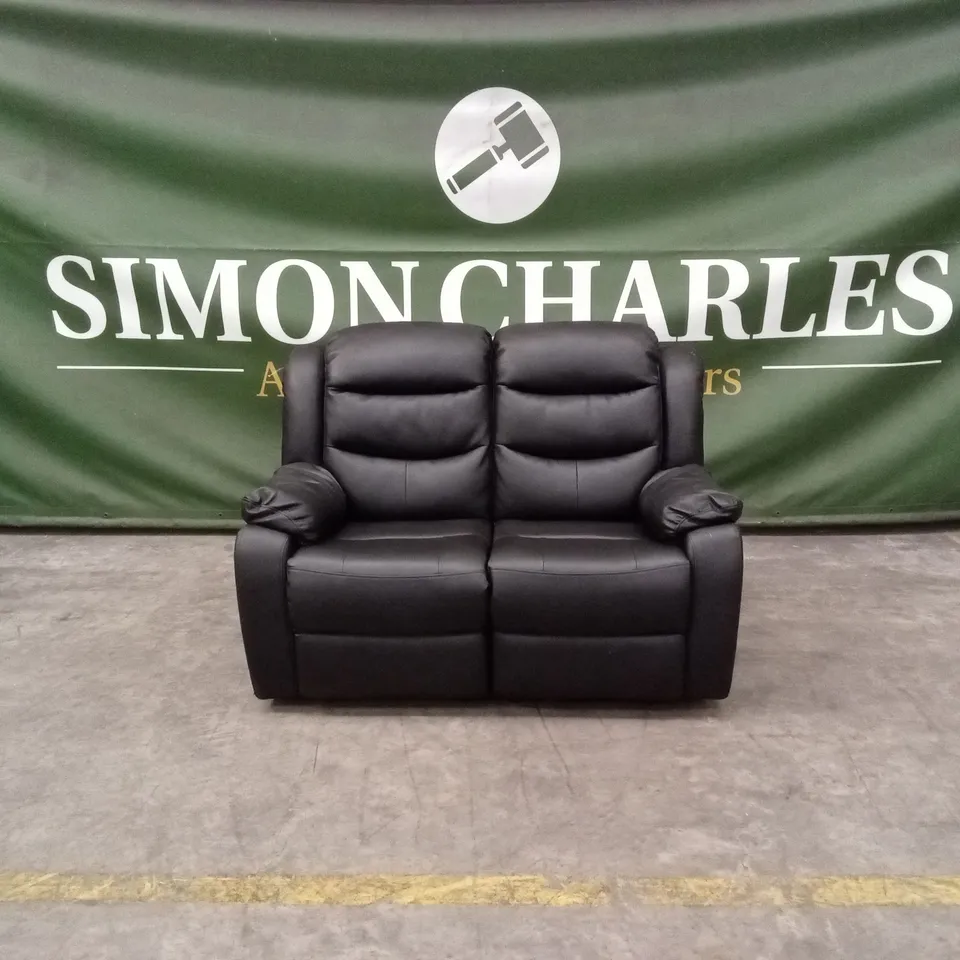 ROTHBURY LUXURY FAUX LEATHER HIGH BACK 2 SEATER MANUAL RECLINER SOFA - BLACK RRP £629