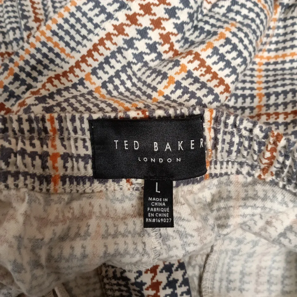 TED BAKER PRINCE OF WALES CHEC/LUXE FLANNEL TROUSERS - LARGE