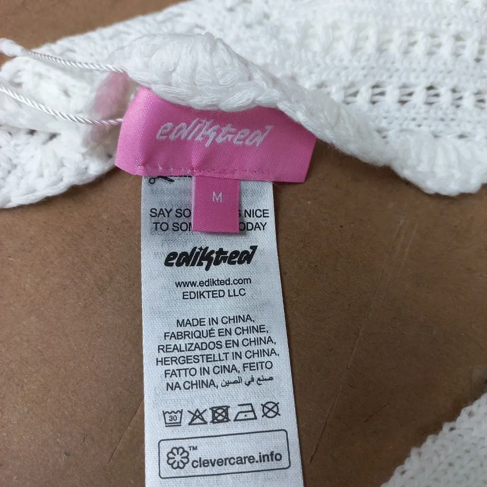 EDIKTED WOMEN'S WHITE KNIT HALTER TOP – SIZE M (STYLE S20587)