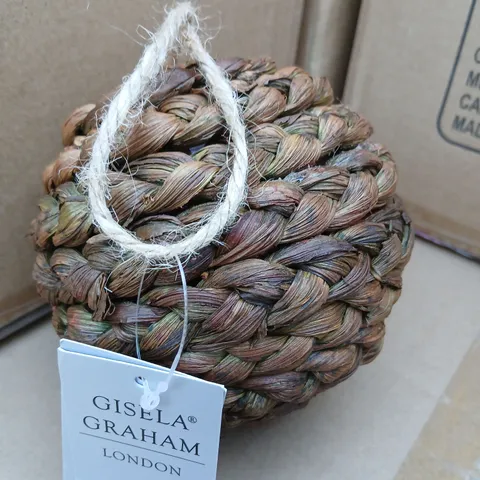 EIGHT BRAND NEW GISELLA GRAHAM LONDON WOVEN DECORATIVE BALL WITH ROPE HANGER