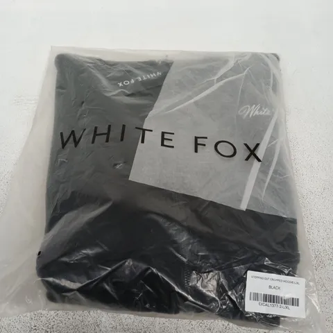 WHITE FOX STEPPING OUT CROPPED HOODIE – BLACK, SIZE L/XL
