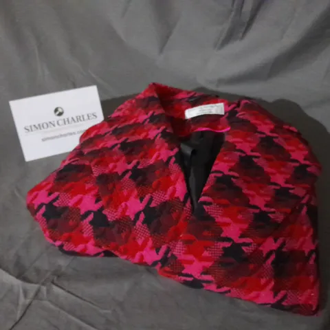 HELENE BERMAN DOUBLE BREASTED PINK MIX CHECK COAT SIZE 12 