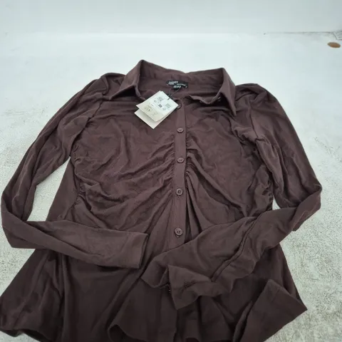 NOBODY'S CHILD MODAL RUCHED SHIRT – CHOCOLATE, UK 14