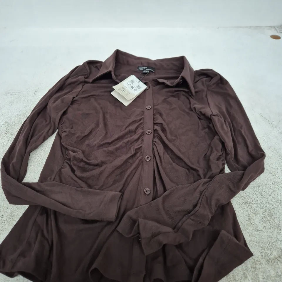 NOBODY'S CHILD MODAL RUCHED SHIRT – CHOCOLATE, UK 14