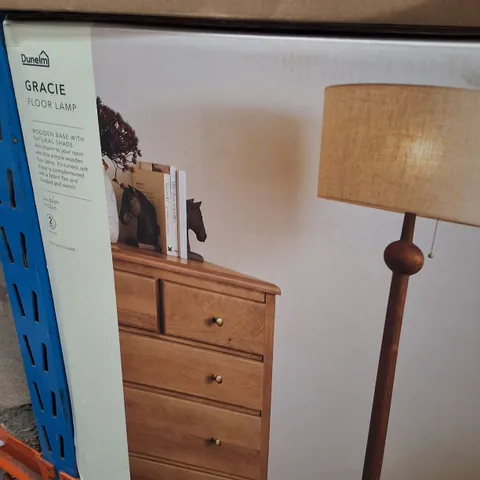 BOXED DUNELM GRACIE FLOOR LAMP β WOODEN BASE WITH NATURAL SHADE