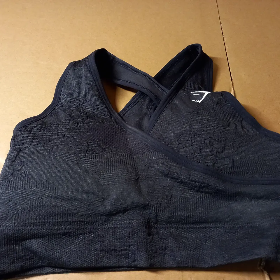 GYMSHARK BLACK SPORTS BRA - SIZE S