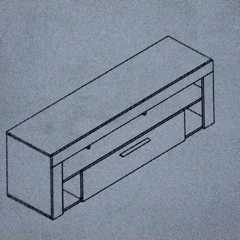 BOXED TV UNIT WITH 1 DRAWER IN COLOUR CONCRETE / WHITE , ONLY 1 OF 2 BOXES