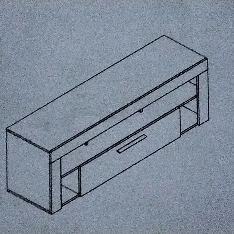 BOXED TV UNIT WITH 1 DRAWER IN COLOUR CONCRETE  / WHITE , ONLY 1 OF 2 BOXES 