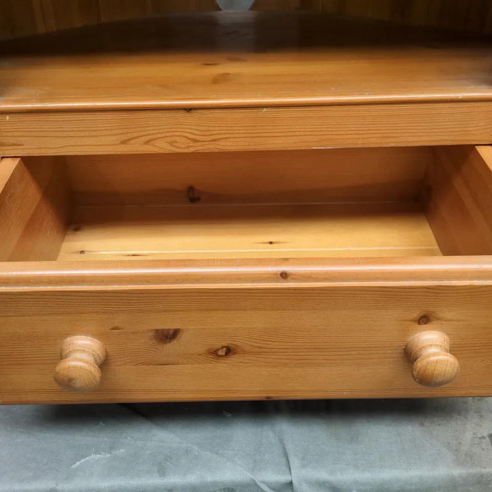 CORNER TV STAND WITH DRAWER PINE