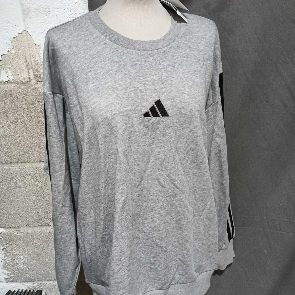 ADIDAS GREY CREWNECK SWEATSHIRT WITH CHEST LOGO - SIZE XL