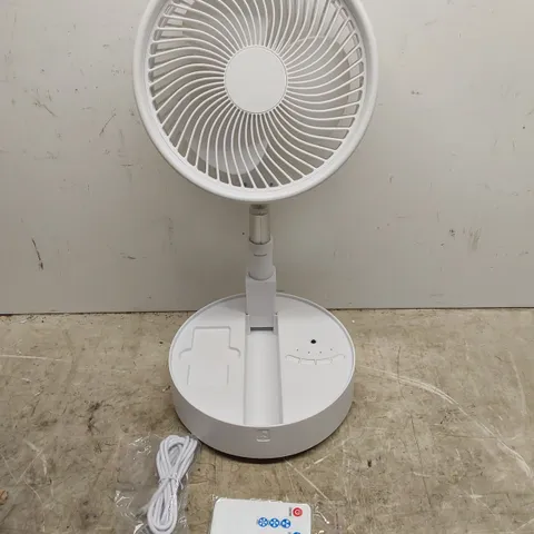 BOXED BELL & HOWELL OSCILLATING FOLDING RECHARGEABLE FAN IN WHITE