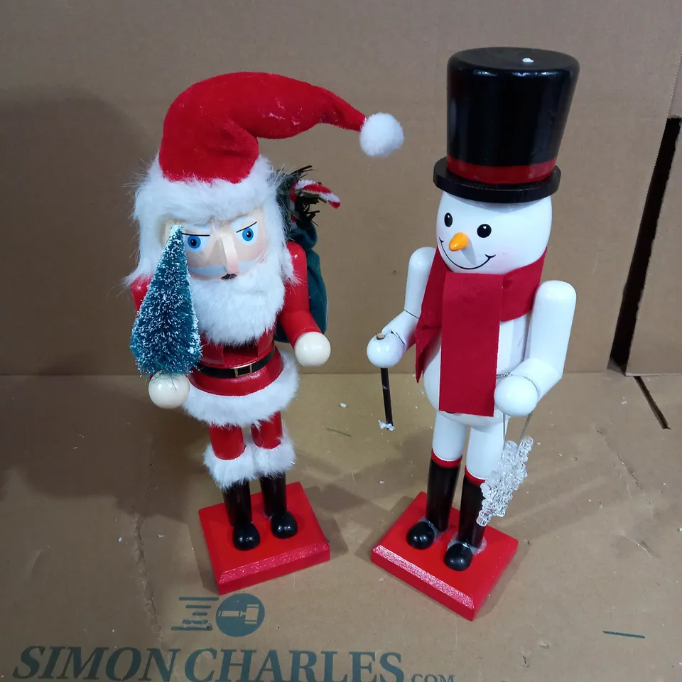 SET OF 2 12" NUTCRACKER SANTA/SNOWMAN  RRP £29.99