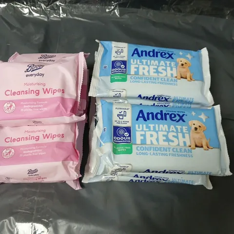 APPROXIMATELY 13 PACKS OF CLEANSING WIPES - 8 X ANDREX AND 5 X BOOTS