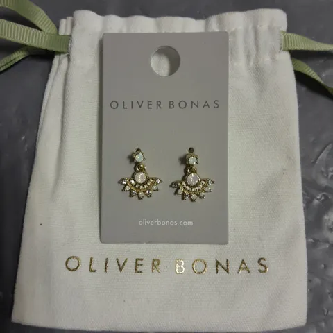 OLIVER BONAS LEILANI FAN SHAPE STONE DROP EARRINGS