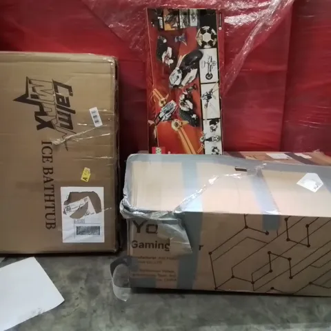 PALLET OF ASSORTED HOUSEHOLD GOODS AND PRODUCTS TO INCLUDE;GAMING CHAIR,ICE BATHTUB LEGO SET