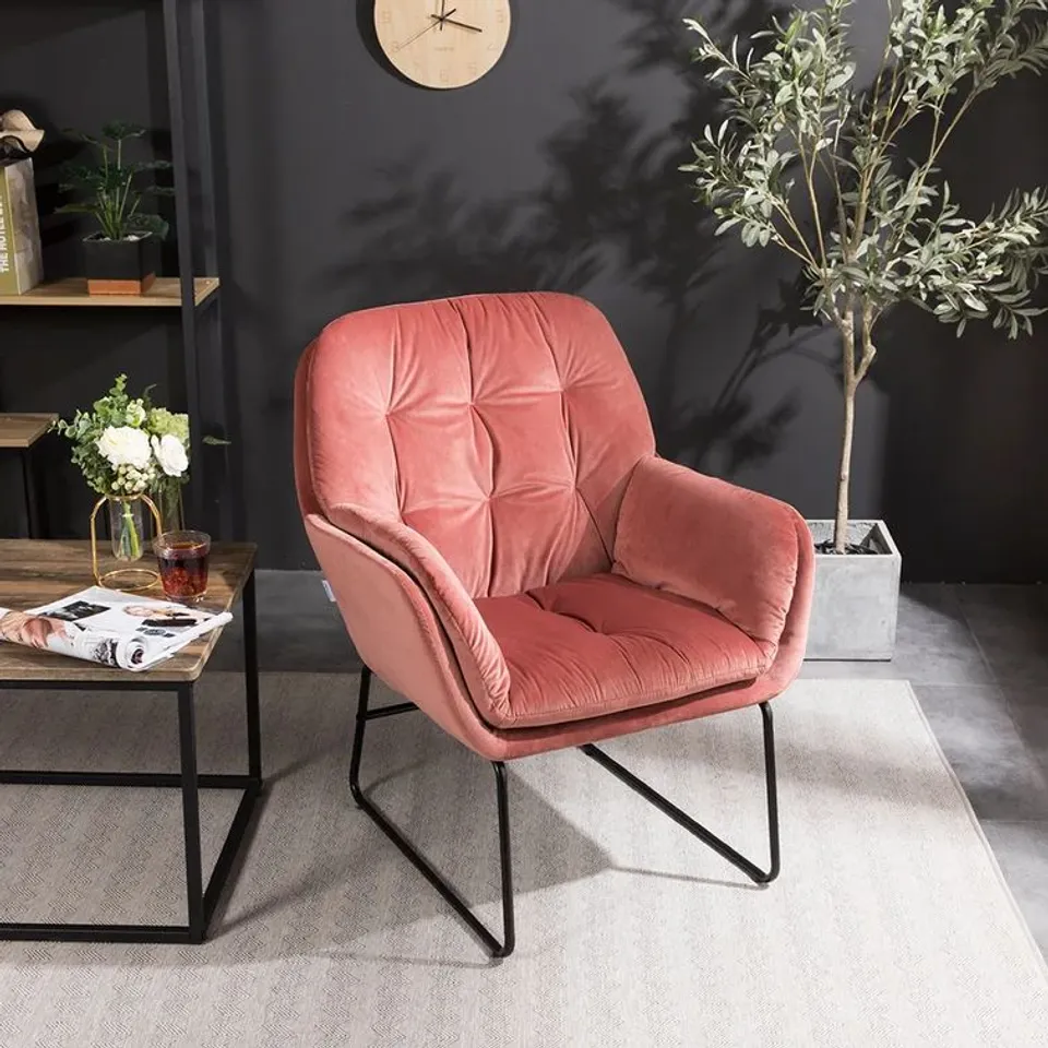 ANALYAH ARMCHAIR UPHOLSTERY COLOUR CORAL PINK 