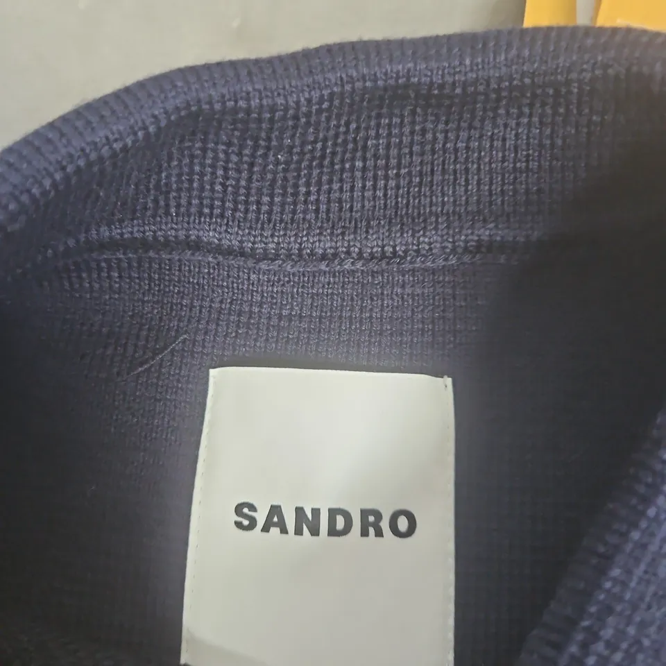 SANDRO NAVY CARDIGAN JACKET WITH GOLD-TONE BUTTONS – WOMEN'S SANDRO SIZE 1