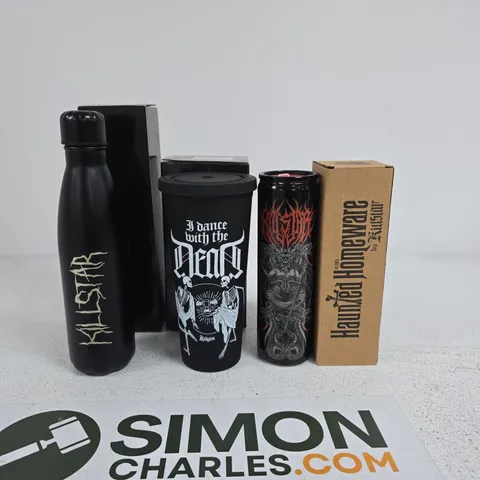 LOT OF APPROXIMATELY 23 ASSORTED BRAND NEW KILLSTAR HOUSEHOLD ITEMS TO INCLUDE DIABLO CANDLESA AND ASSORTED DRINK CONTAINERS