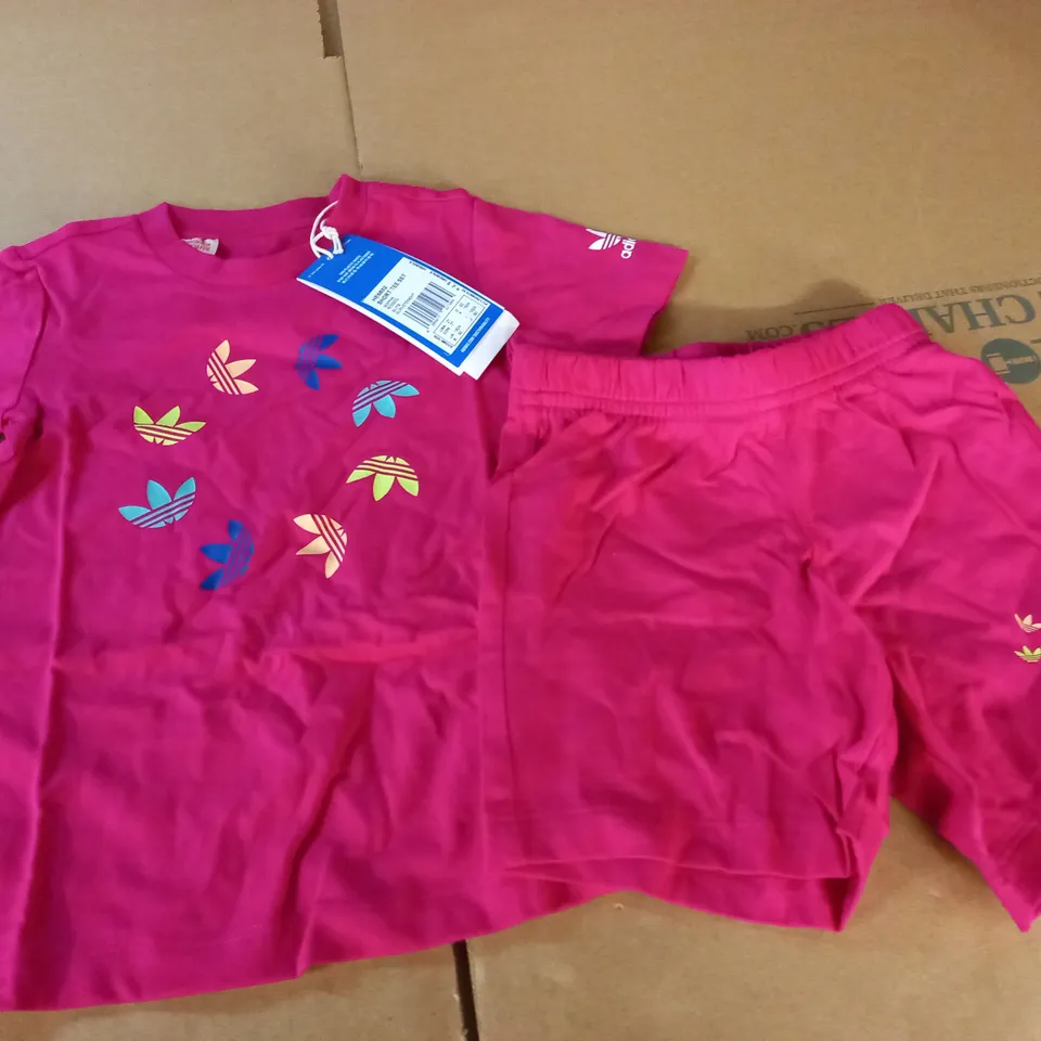 ADIDAS KIDS SHORTS AND TEE SET IN PINK - 18/24M