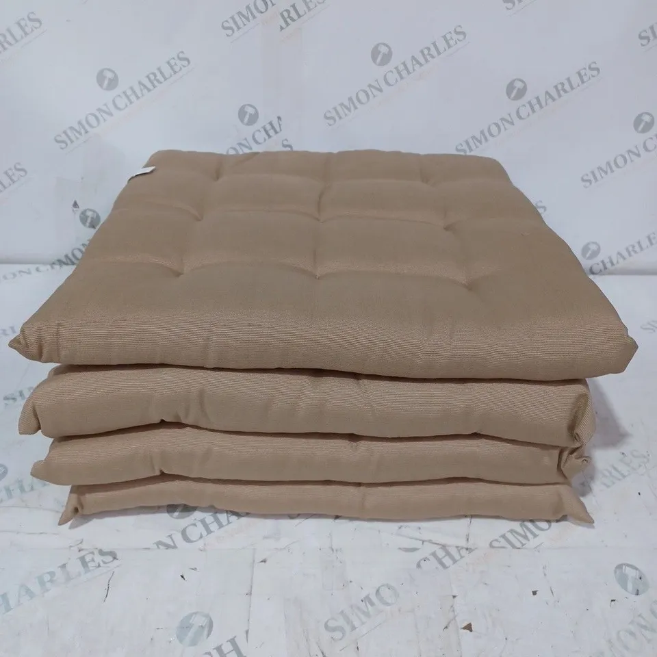PACK OF 4 BEIGE STITCHED CHAIR CUSHIONS