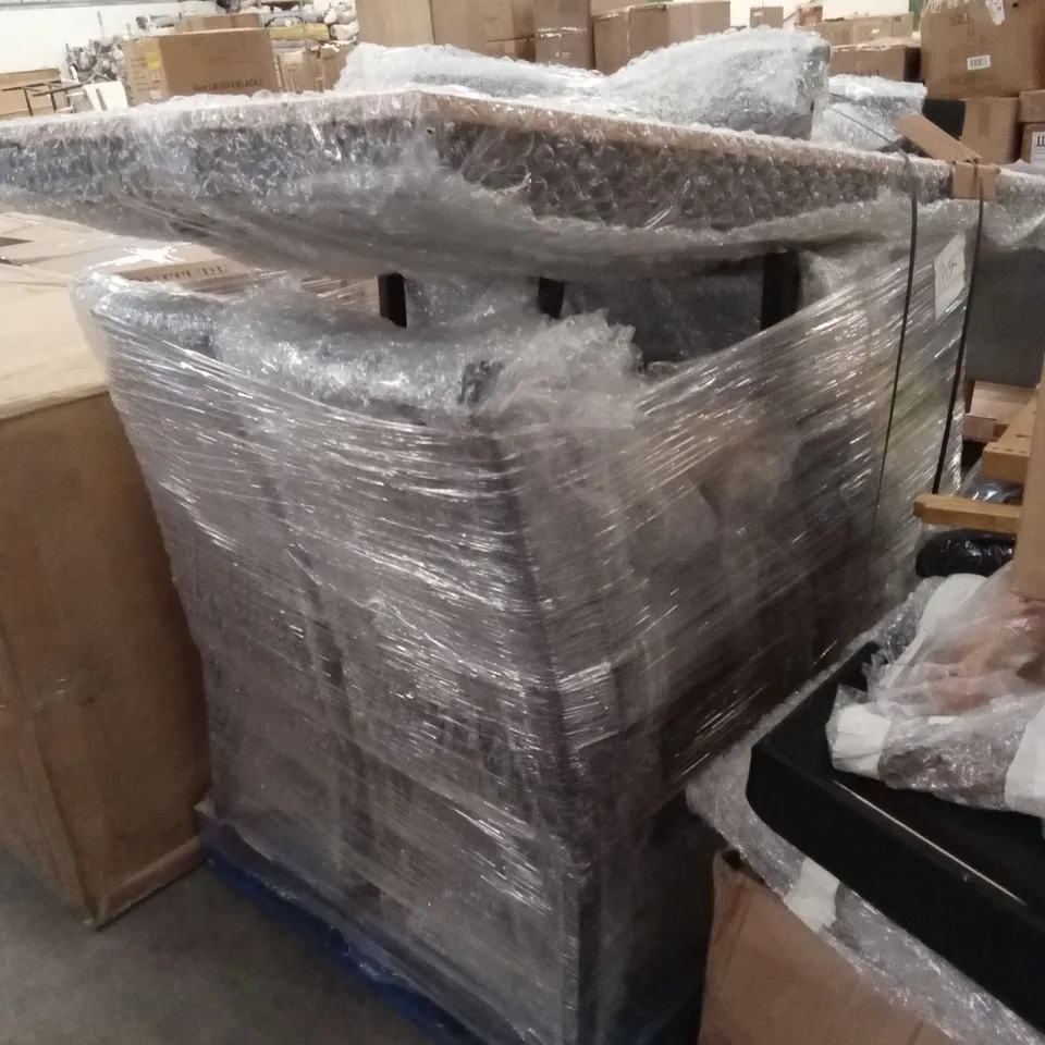 PALLET OF ASSORTED DESIGNER DINING CHAIRS AND DINING TABLE PARTS 