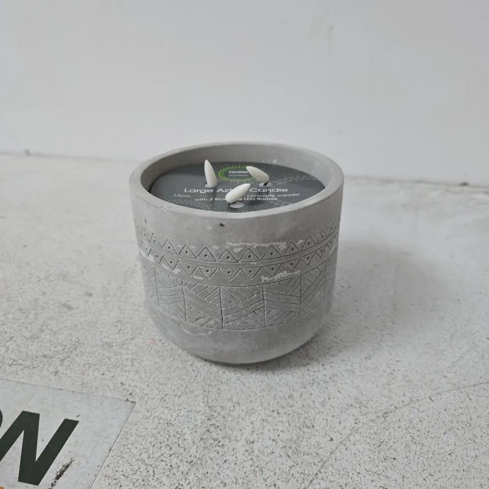 NOMA LARGE AZTEC CONCRETE CANDLE – BATTERY-OPERATED LED FLAMES, 17CM