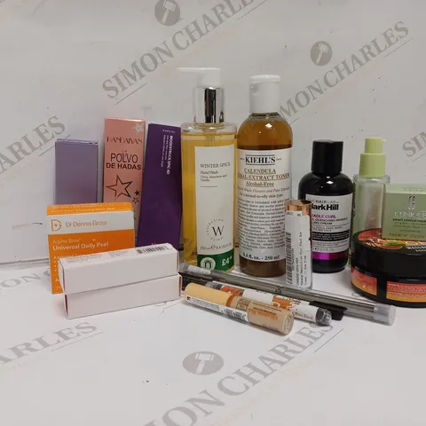 APPROXIMATELY 17 ASSORTED HEALTH AND BEAUTY PRODUCTS TO INCLUDE KIEHL'S HERBAL-EXTRACT TONER, MOODSTRUCK EPIC 4D ONE-STEP FIBRE MASCARA, DR DENNIS GROSS UNIVERSAL DAILY PEEL 