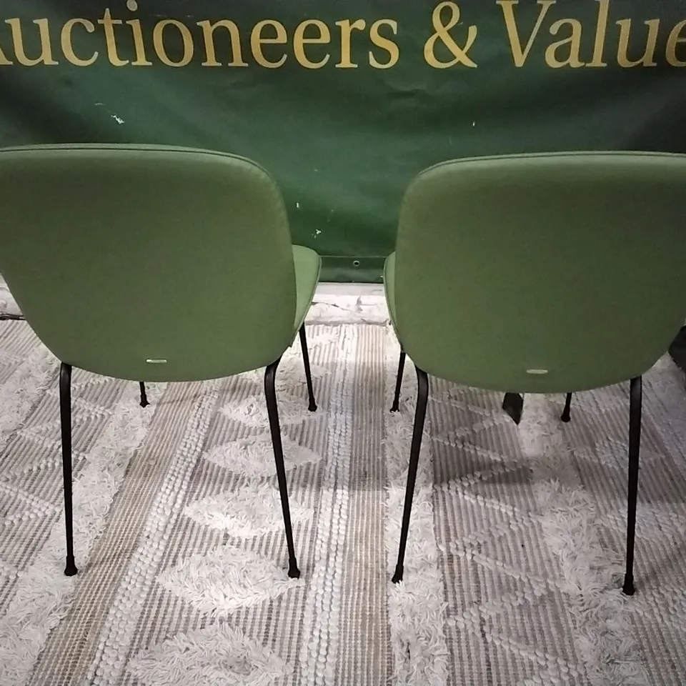 PAIR OF ITALIAN MADE CATTELAN GREEN LEATHER DINING CHAIRS 