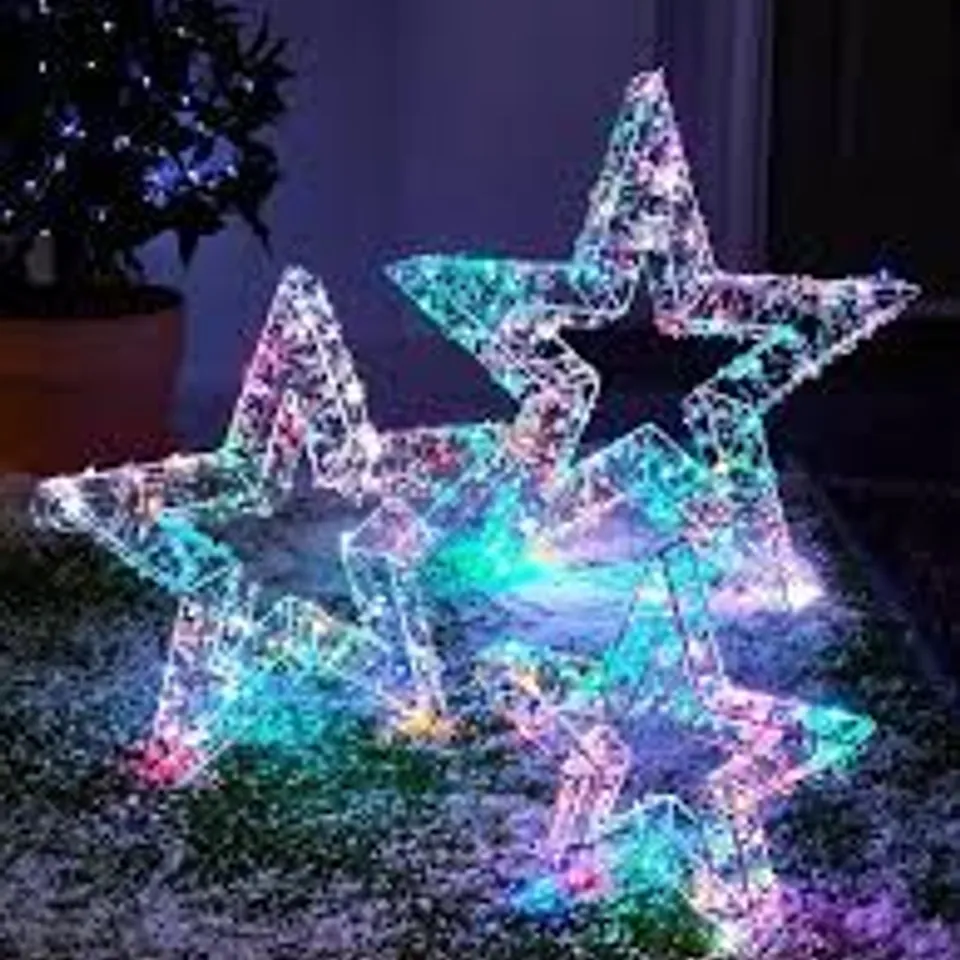 SET OF 3 MULTI-COLOUR STAR LIGHTS