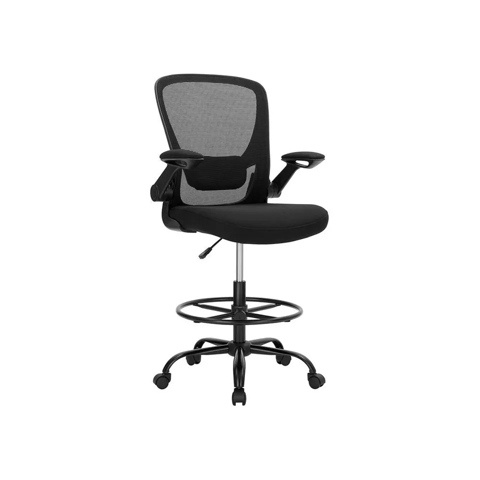 BOXED SONGMICS OFFICE DRAFTING CHAIR WITH FOOTREST - BLACK 