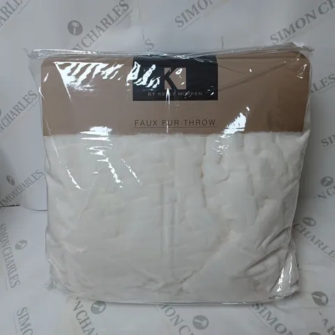 KELLY HOPPEN WINTER WHITE FAUX FUR THROW