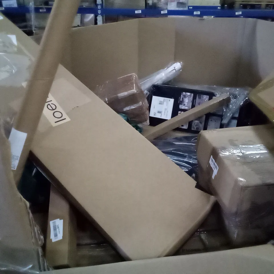 PALLET OF ASSORTED ITEMS INCLUDING TOILET SEAT, HOMIDEC PLANT STAND, RABBITGOO WINDOW FILM, KUYAL CHAIR MAT, 12" ROUND OVERHEAD SHOWER SET