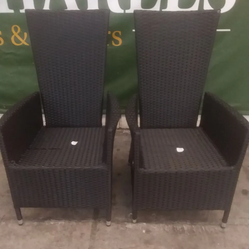 X2 RATTAN EFFECT GARDEN ARMCHAIRS BLACK 