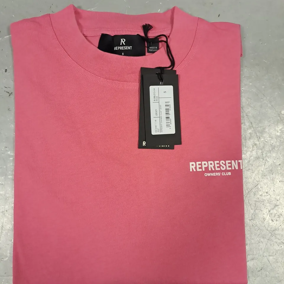 REPRESENT OWNERS CLUB T-SHIRT IN BUBBLEGUM PINK SIZE SMALL