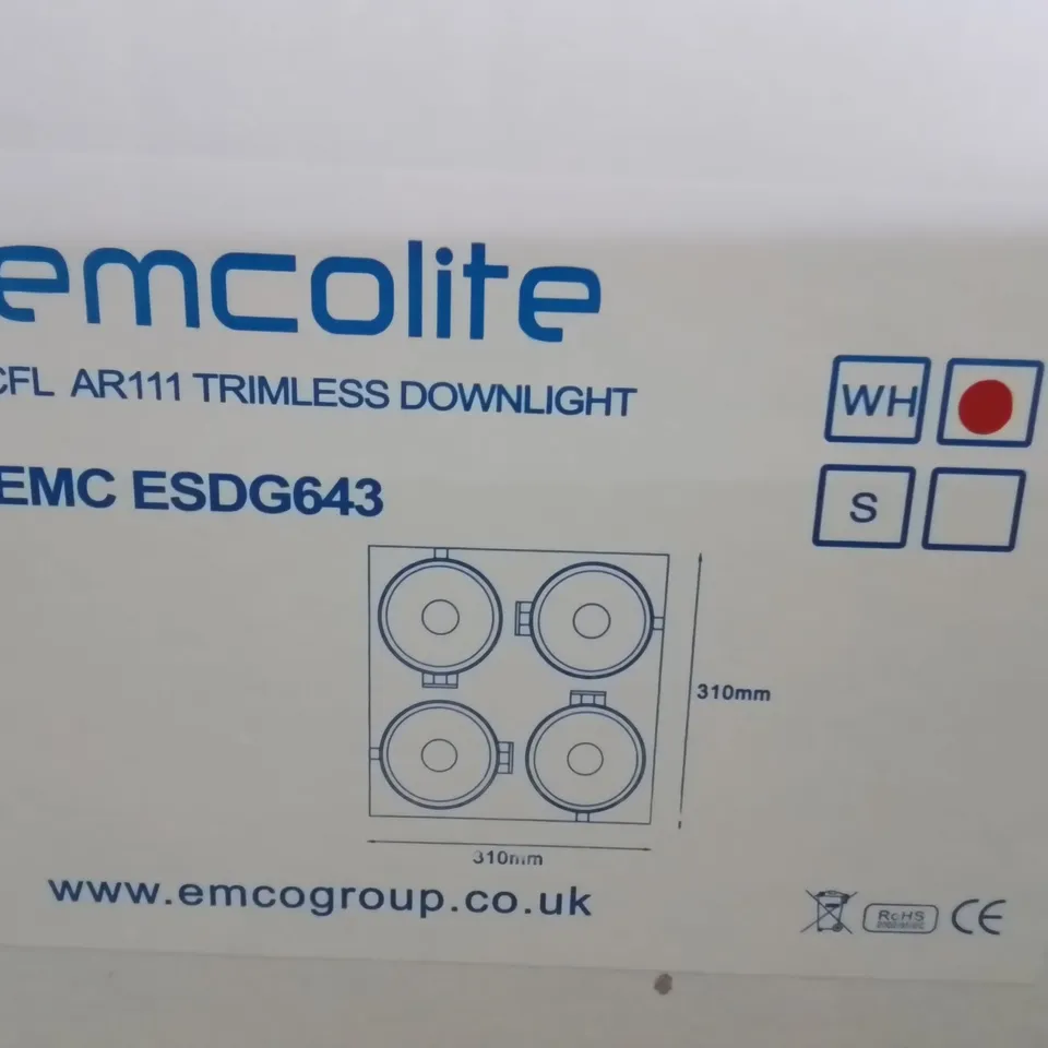 LOT OF 10 EMCOLITE CFL AR111 TRIMLESS DOWNLIGHTS - EMC ESDG643