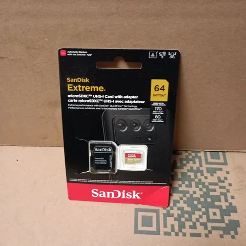SANDISK EXTREME MICROSDXC UHS-I CARD WITH ADAPTER – 64GB