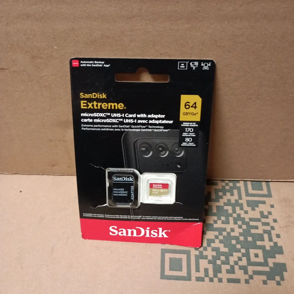 SANDISK EXTREME MICROSDXC UHS-I CARD WITH ADAPTER – 64GB