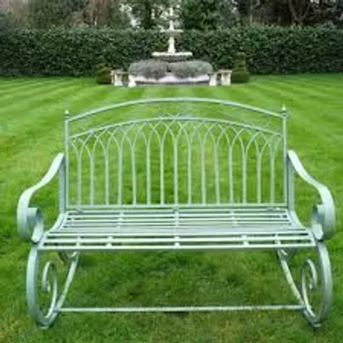 BRAND NEW HOMESDIRECT365 ALFIE LIGHT GREEN METAL ROCKING BENCH