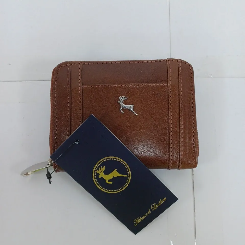 ASHWOOD LEATHER ZIP UP WALLET IN MEDIUM BROWN 
