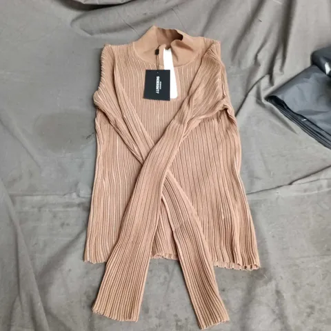 BROWN RIBBED KNIT TURTLENECK SWEATER - WOMEN'S M