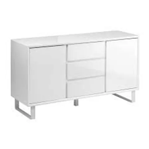 BOXED MORITZ SIDEBOARD WHITE HIGH GLOSS WITH 2 DOORS AND 3 DRAWERS (2 BOXES)