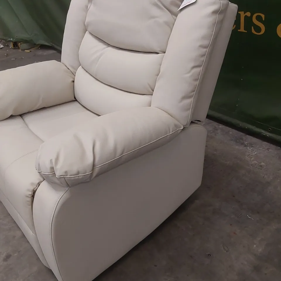 SORRENTO IVORY FAUX LEATHER MANUAL RECLINER ARMCHAIR 