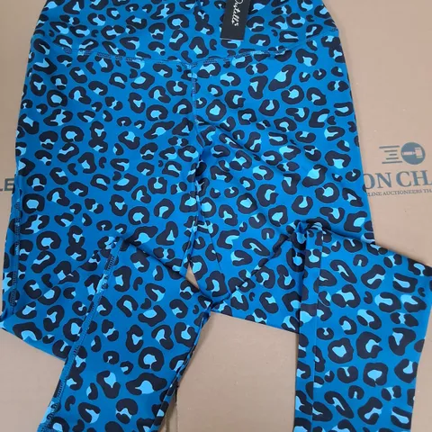 LOT OF 5 BRAND NEW DESTELLO LEOPARD PRINT LEGGINGS IN TEAL - UK14