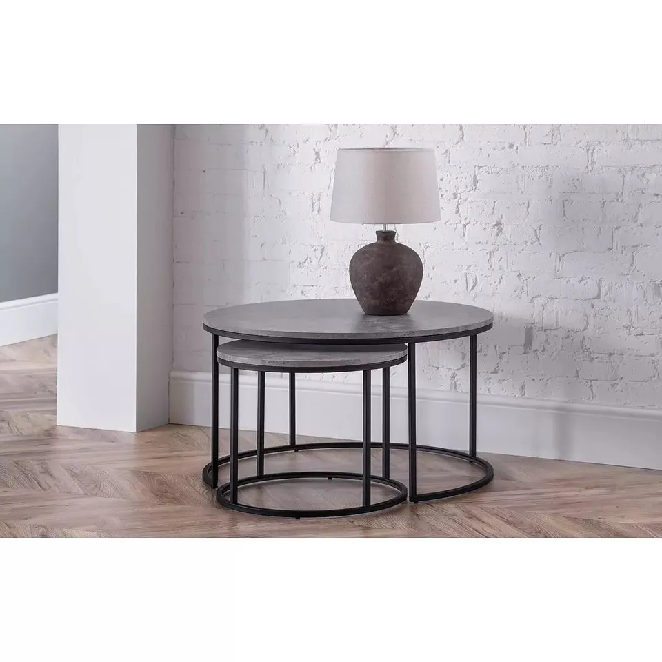 JULIAN BOWEN STATEN NESTED COFFEE TABLE - BLACK/CONCRETE RRP £155