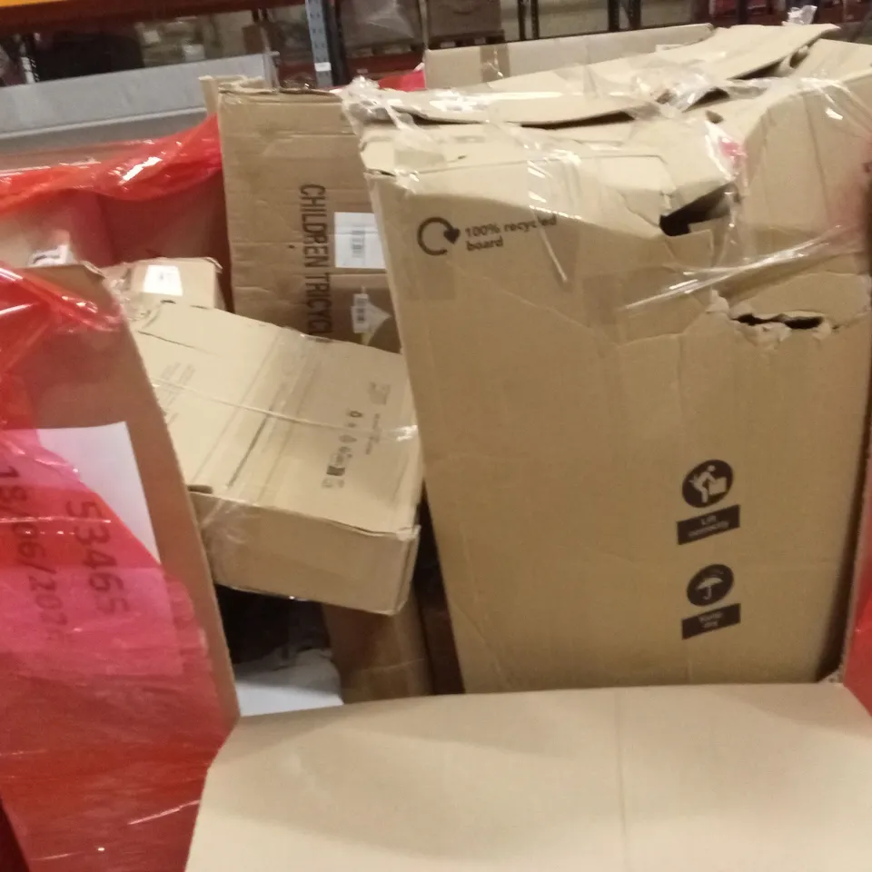 PALLET OF ASSORTED HOUSEHOLD GOODS AND PRODUCTS TO INCLUDE; TOILET SEAT, BLINDS, FLOOR LAMP ETC